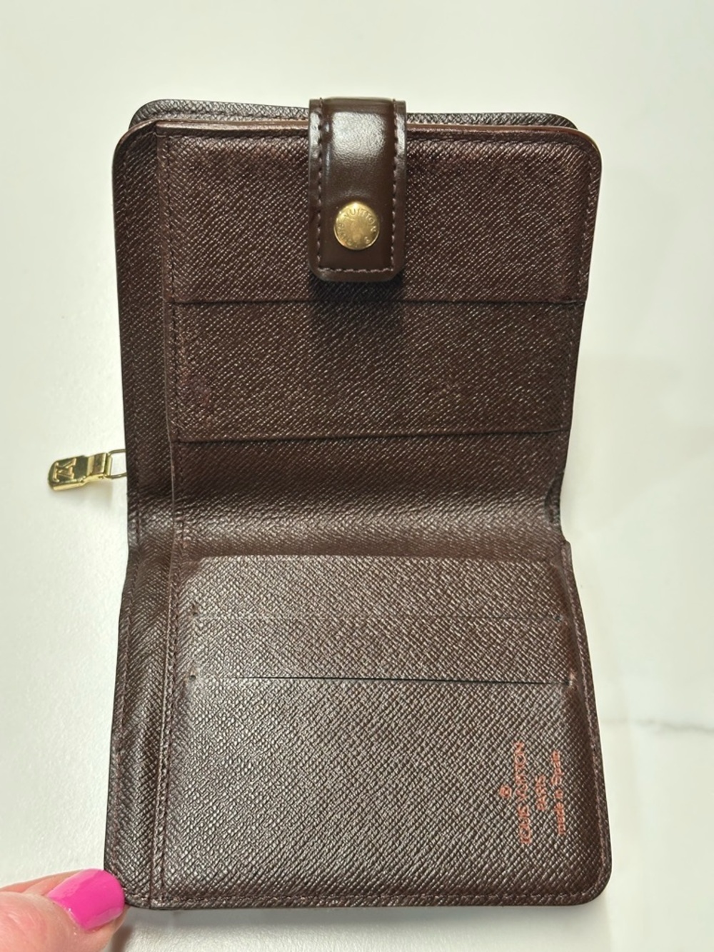 Louis Vuitton Damier Ebene Wallet w/ Gold-Tone Hardware + LV Dust Bag + COA - Picture 13 of 16